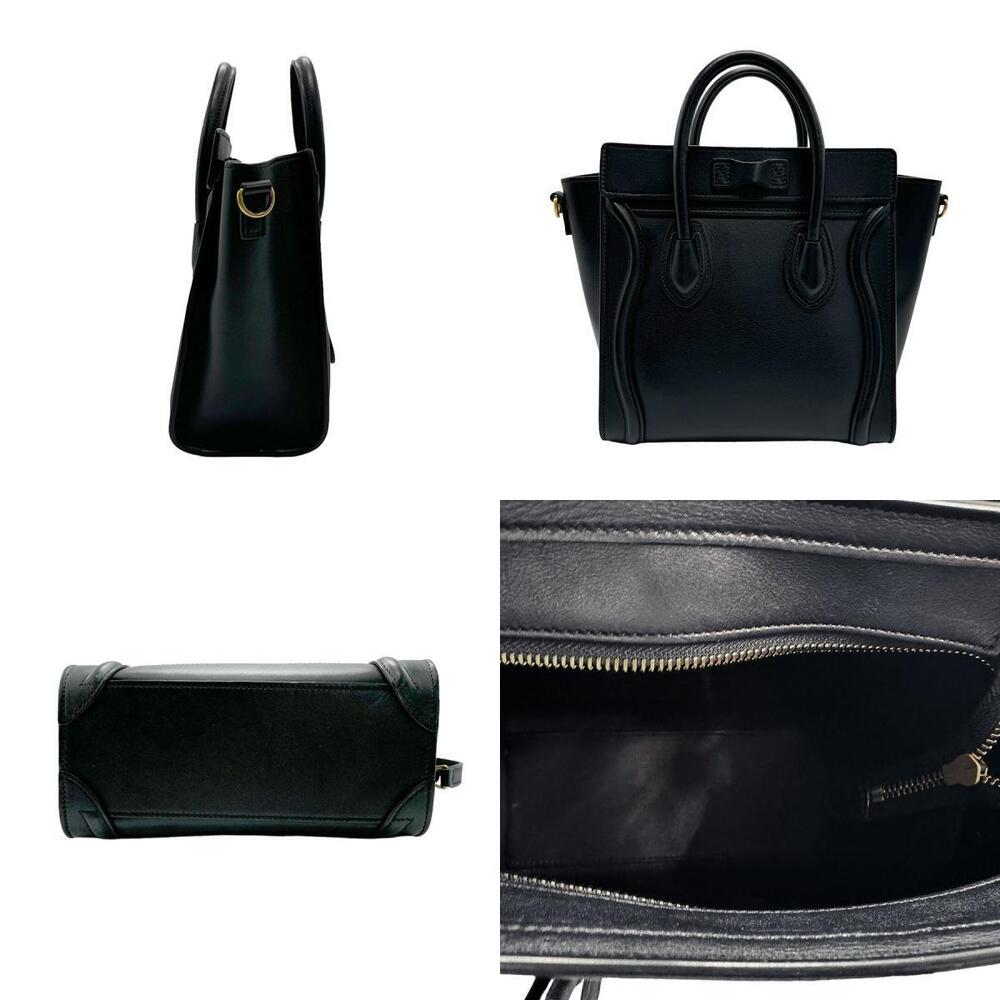 Celine Bag Leather Shoulder Shopper Luggage Black